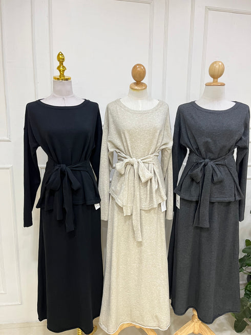 Premium Quality Knitted Waist Tie Pullover with Long Skirts